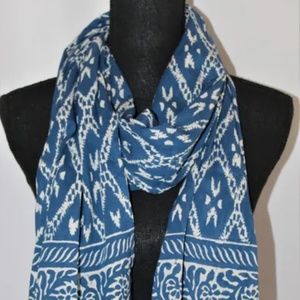 Versatile Indigo Ikat Hand Blocked India Print Fabric,  Cotton,  22 x 67 Inches